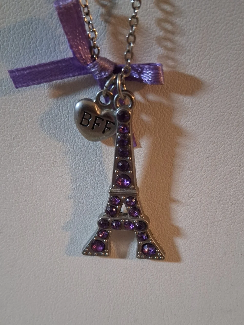 Purple Eiffel Tower BFF Charm Necklace